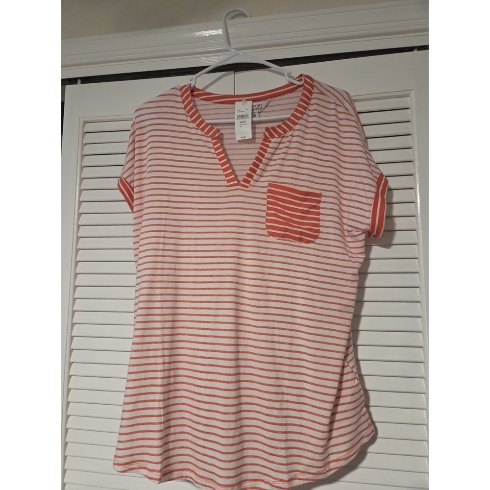 Liz Sport‎ Women's Stripe Blouse Peach NWT